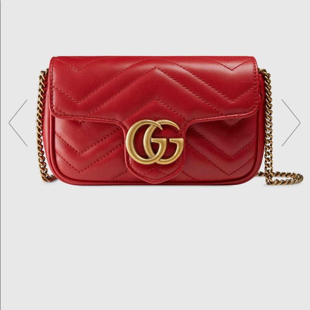 Gucci Red GG Marmont Matelasse Super Mini Bag